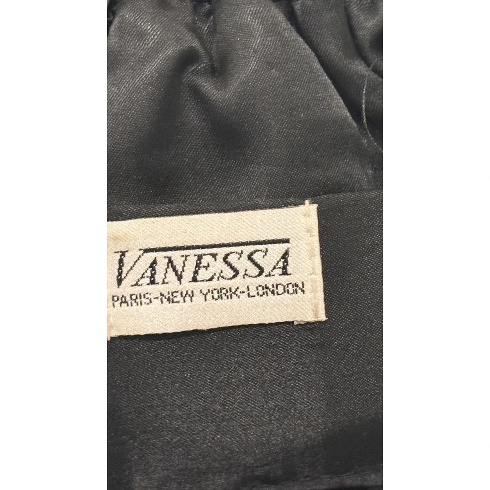 Vintage Vanessa Paris Black Pleated Evening Bag Gold Chain Kiss Lock Pouch Purse